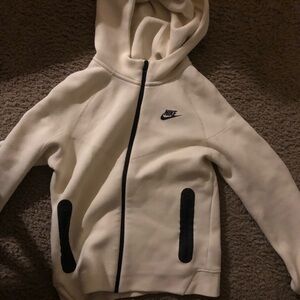 Nike Kids Hoodie Jacket in Cream and Black Nike tech